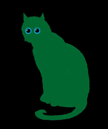 Graphic illustration of a cat with cute eyes vector on black background.のイラスト素材