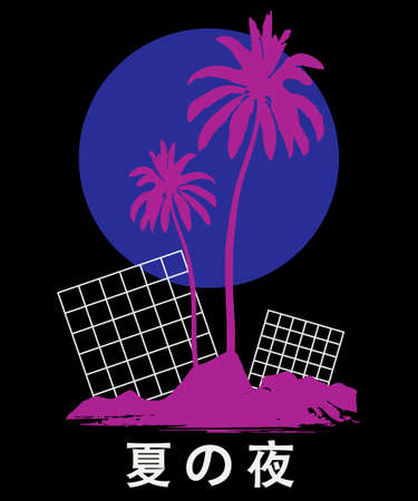 Vaporwave aesthetic t shirt illustration. Typography slogan vector graphic for t shirt printing and clothing. Aesthetic text wallpaperのイラスト素材