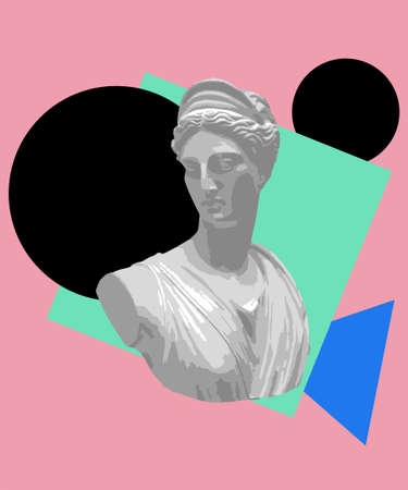 Vaporwave aesthetic t shirt illustration. Vector graphic for t shirt printing, Graphic tee and Printed tee. Trendy aesthetic wallpaperのイラスト素材