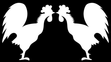 Vector illustration of a silhouette of roostersのイラスト素材