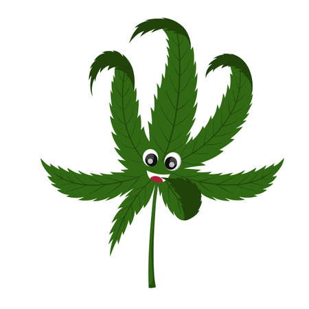 Vector illustration of happy cannabis. Kanabis laughs. Merry Kanabis.のイラスト素材