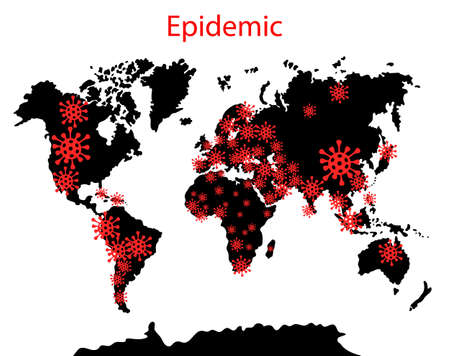 Vector illustration of epidemic in the world. Coronavirus (COVID-19)のイラスト素材