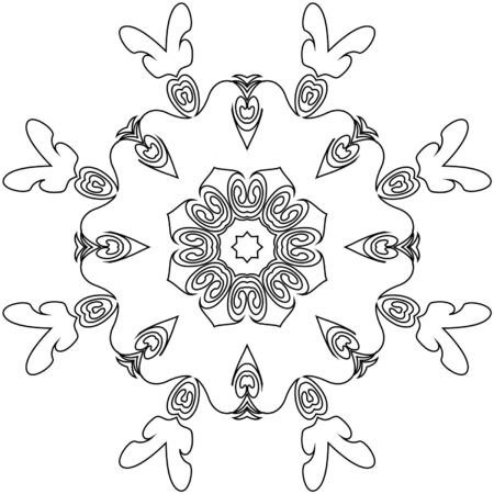 Coloring of ethnic round mandala flower patternのイラスト素材