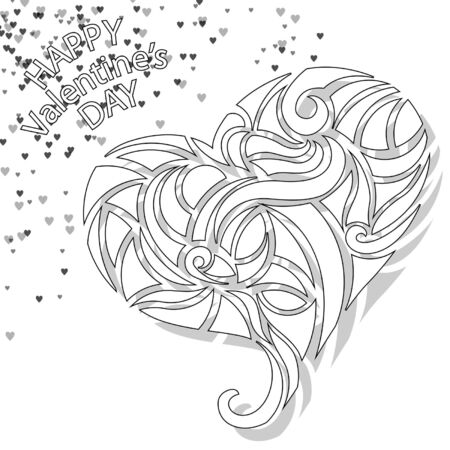 Coloring of valentine's day heart cardのイラスト素材