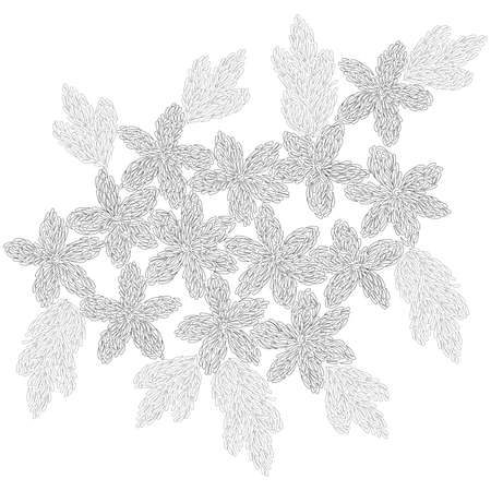 Coloring page of abstract image of flowers with leavesのイラスト素材