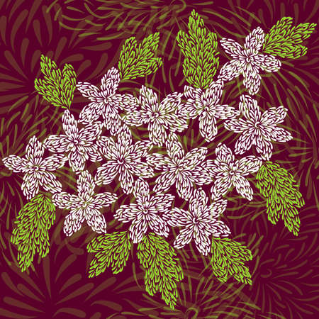 Abstract image of flowers with leavesのイラスト素材