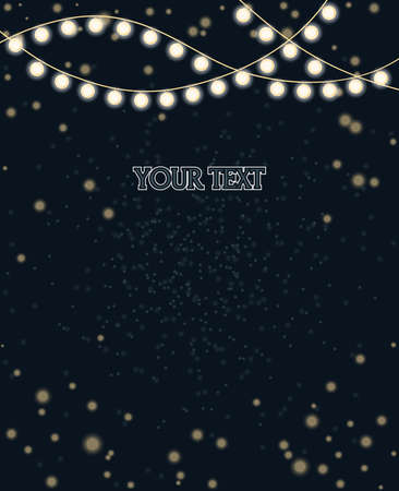 Christmas card with lights and starsのイラスト素材