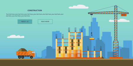 Construction, building a house - vector flat illustration.のイラスト素材