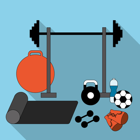 Concept of different sports objects in flat design with shadowsのイラスト素材