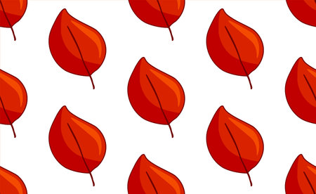 Seamless forest pattern with autumn leaves on white background in flat style. Fall background. Vector wallpaper.のイラスト素材