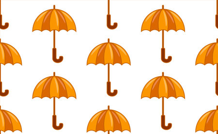 Seamless stylish pattern of umbrella on white background in flat style. Vector illustration.のイラスト素材