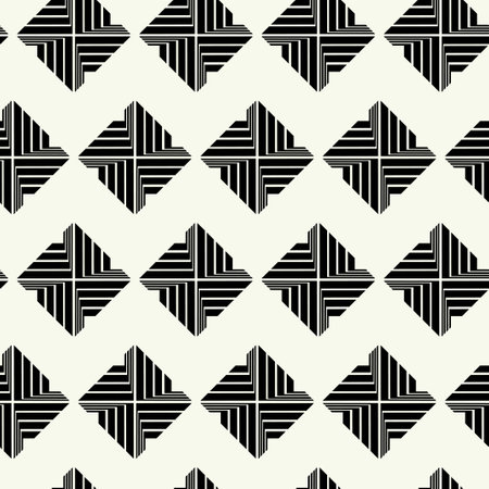 Vector monochrome geometric pattern in simple graphic design. Fashion trendy geometry. Vector illustration.のイラスト素材