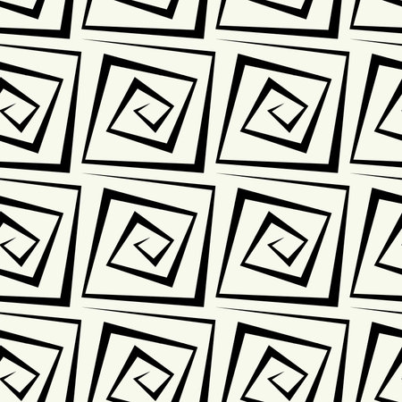 Seamless pattern with black elements on white background. Monochrome geometric print.