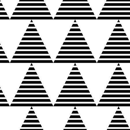 Abstract geometric pattern with triangle and stripes on white background. A seamless vector background. Graphic modern pattern. White and black pattern.のイラスト素材