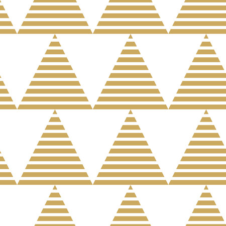 Abstract geometric pattern with triangle and stripes on white background. A seamless vector background. Graphic modern pattern. White and gold pattern.のイラスト素材