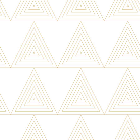 Abstract geometric pattern with triangle and lines on white background. A seamless vector background. Graphic modern pattern. White and gold pattern.のイラスト素材