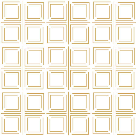 Abstract geometric pattern with squares, stripes, lines. Seamless vector background. White and gold ornament. Modern reticulated graphic design.のイラスト素材