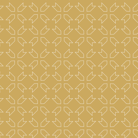 Abstract geometric pattern with crosses, stripes, lines. Seamless vector background. White and gold...