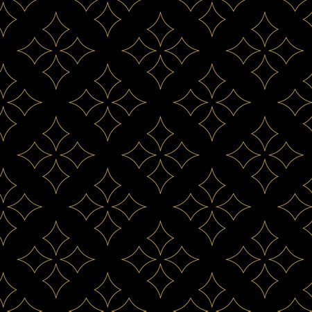 Abstract geometric pattern with crosses, stripes, lines. Seamless vector background. Black and gold...