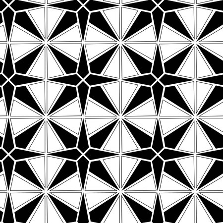 Abstract geometric pattern with squares, stripes, lines. Seamless vector background. White and black ornament. Modern graphic design.のイラスト素材