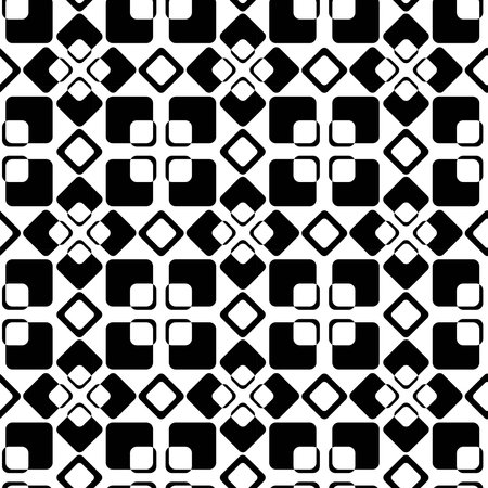 Abstract geometric pattern with crosses, stripes, lines. Seamless vector background. White and black ornament. Modern reticulated graphic design.のイラスト素材