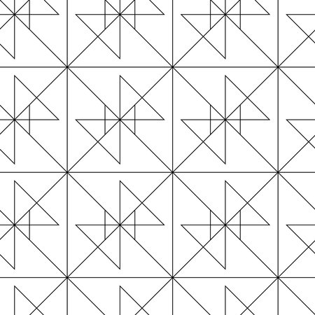 Abstract geometric pattern with crosses, stripes, lines. Seamless vector background. White and black ornament. Modern reticulated graphic design.のイラスト素材