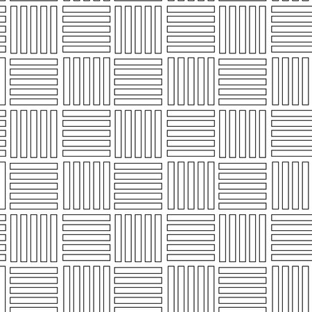 Abstract geometric pattern with crosses, stripes, lines. Seamless vector background. White and black ornament. Modern reticulated graphic design.のイラスト素材