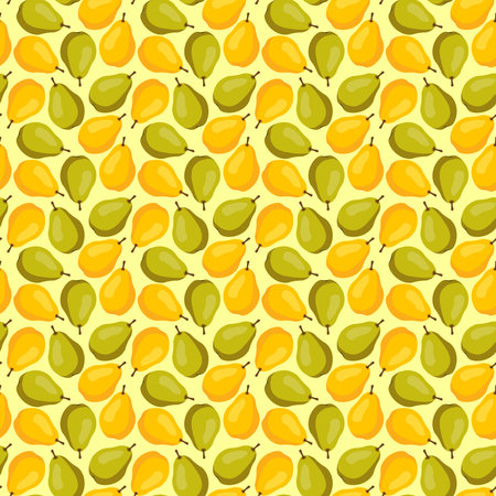 Seamless pattern with yellow and green pearls on yellow background. Fruit background. Wrapping...