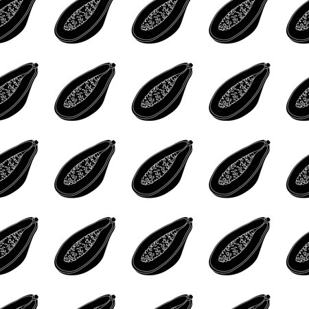 Papaya simple seamless pattern on white background. Wrapping paper, gift card, poster, banner design. Home decor, modern textile print. Summer bright geometric fruits patterned.のイラスト素材