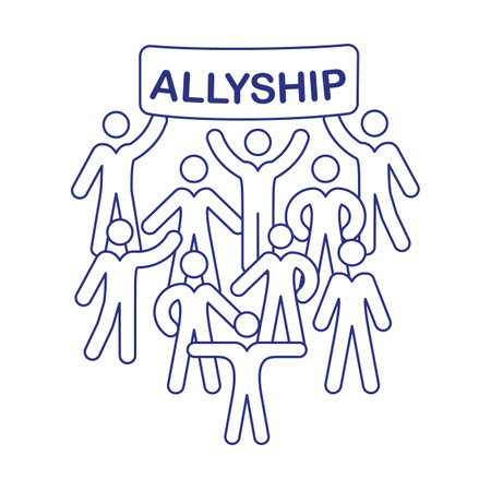 Abstract illustration of people silhouette. Activism and protest movement. Allyship slogan. Concept of community, cooperation, partnership, teamwork, unity and solidarity of different people. Vectorのイラスト素材
