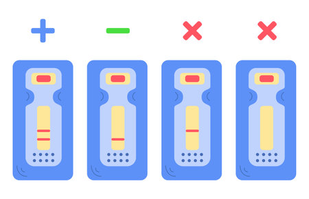 Vector illustration of positive, negative, empty and invalid HIV / AIDS test express icon. coronavirus rapid test. medical blood test. Great for websites, mobile apps, cardsのイラスト素材