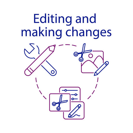 Simple set of editing and making changes content. CMS concept icon. One of the stages of content management system process. Symbol for web and mobile phone on white background. vectorのイラスト素材