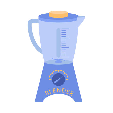 Blender isolated on white background. Kitchen tool for making smoothies and chopping food. Design element for web, templates print or presentation, promotional materials. Health food and drink conceptのイラスト素材