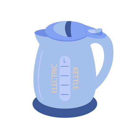 electric kettle. Blue teapot isolated on white background. Electronic kitchen appliance and device. flat vector illustrationのイラスト素材
