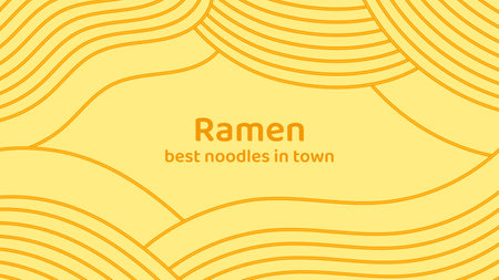 Yellow ramen soup texture banner template. Asian instant noodle, pasta or spaghetti. Japanese, Chinese wavy design. Background abstract food illustrationのイラスト素材