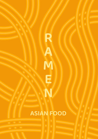 Asian instant noodle texture banner template. Ramen soup, pasta and spaghetti. Japanese, Chinese wavy background. Backdrop abstract food illustration for poster, menu, card, adのイラスト素材