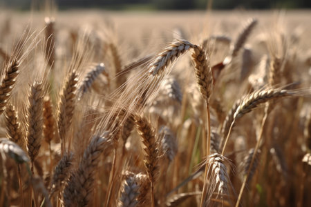 Ears of wheat in the field, close-up. nature backgroundの素材