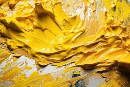 Yellow paint on a white background. abstract art background. close upの素材