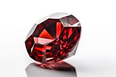Red ruby on a white background. Jewelry and precious stones.の素材