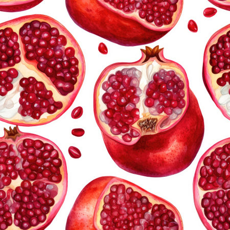 Seamless pattern with pomegranate. watercolor illustrationの素材