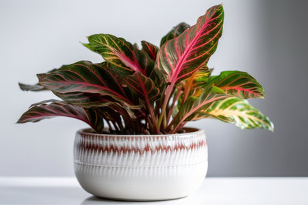 Caladium plant in a pot on a white background. house plants.の素材