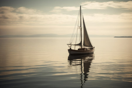 Sailboat on Lake Balaton in Hungary, Europe. Toned.の素材