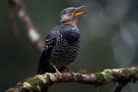 Portrait of a female Black-crested Starling (Sturnus nigricollis)の素材