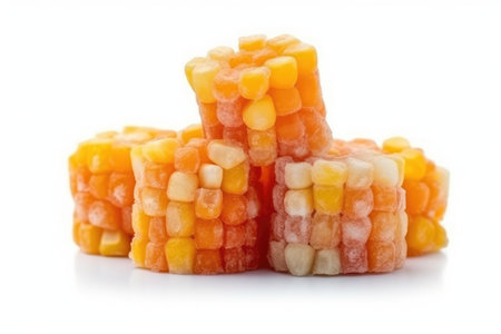 Sweet corn candies isolated on white background. Sweet corn candies.の素材