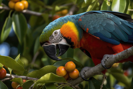 Colorful macaw parrot on a tree in Costa Ricaの素材