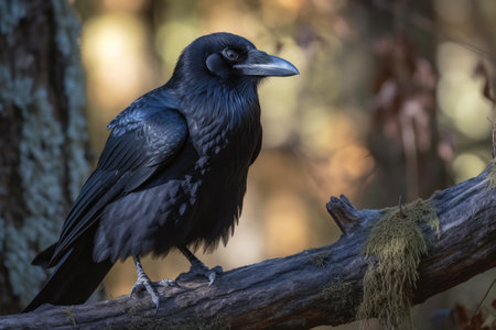 Rook, Corvus corax, single bird on branch, South Africaの素材