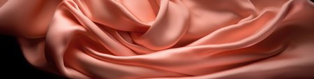 Closeup of rippled pink satin fabric, panoramaの素材