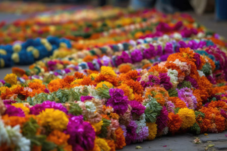 Garlands Of Flowers In Vibrant Colorsの素材