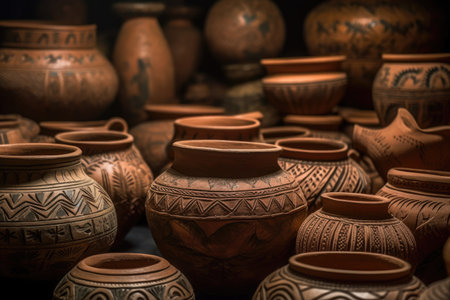 Clay Pots With Intricate Patterns And Designsの素材