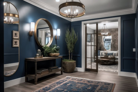 Dramatic Entryway With Large Framed Mirror And Sconcesの素材